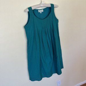 Preowned Ellen Orton Vermont County Womens Teal Green Sleeveless Dress Small
